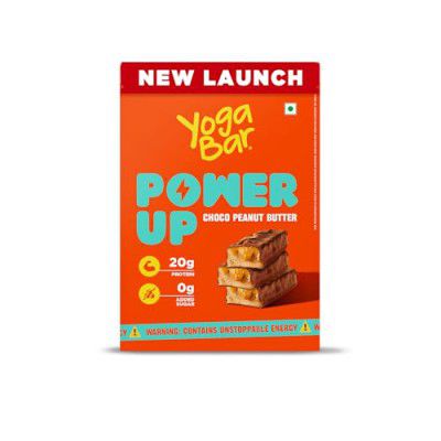 Yogabar Power Up 20g Protein Bar (5 Bars, Choco Peanut Butter, No Added Sugar) | Least Net Carbs | Zero Added Sugar Protein Bars | High Protein Blend - Whey Protein Concentrate, Isolate, Peanuts & Soy