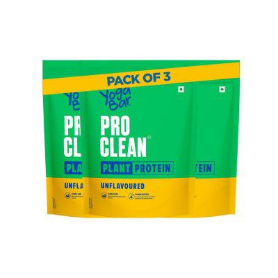 Yogabar Pro Clean Plant Protein | Unflavoured | 28g Protein per Serving | 500g (Pack of 3)