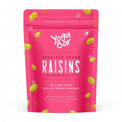 Yogabar Raisins Green 500g Value Pack| Fresh Pure Seedless Raisin| Premium Kishmish Dry Fruits| Rich in Iron, Calcium, Vitamin B & Boost Immunity| Healthy Kismis Snacks