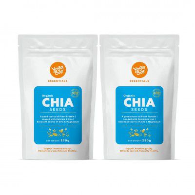 Yogabar Roasted Organic Chia Seeds, Rich Source in Plant Protein, Diet Food Healthy Snacks, Loaded with Calcium, Iron, Zinc and Magnesium 250gm (Pack of 2)