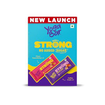 Yogabar Strong 12g Protein Bar Variety Pack of 6 (3 x Choco Peanut Butter Bars, 3 x Coffee Rush Bars)