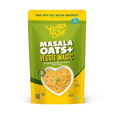 Yogabar Veggie Magic Oats 400 g | Premium Oats with High Fibre, 100% Whole grain, Non GMO | Gluten Free Golden Oats for Weight Loss | Healthy Breakfast Cereal with Wholegrain Oats
