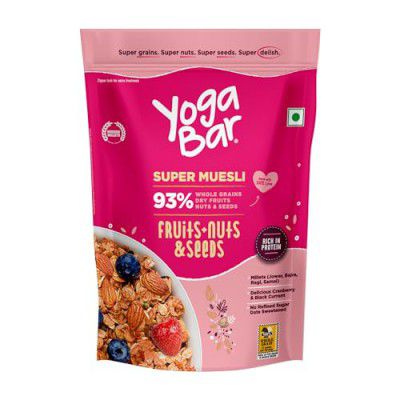 Yogabar Wholegrain Breakfast Muesli Fruits, Nuts + Seeds, 700 g (Super Saver Pack)