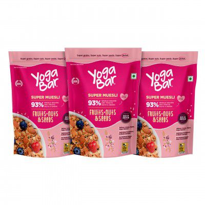 Yogabar Wholegrain Breakfast Muesli Fruits, Nuts + Seeds with Flax and Chia seeds