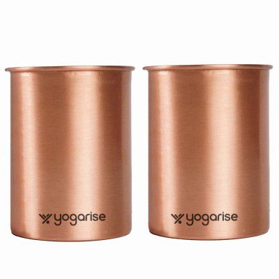 YOGARISE Pack of 2 Copper Glasses for Home & Office (250ml Each) (Copper)