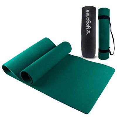 Yogarise Yoga mat for Men and Women, Premium Exercise Mat for Home Workout, Anti Slip Yoga Mat Workout, Gym Mat for Workout at Home with Bag and Strap (Grey, 4mm)