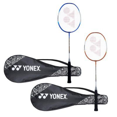 YONEX ZR 100 Light Aluminium Badminton Racquet with Full Cover (Black/Red) - Set of 2