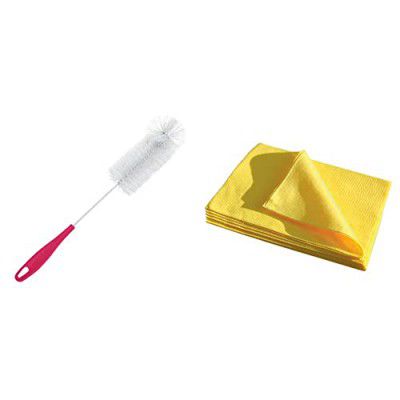 YORK Bottle Brush 1 L + Cottonlike Kitchen & Household Cleaning Cloth 10 Pcs