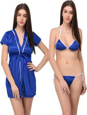 You Forever Women Robe and Lingerie Set (Blue)