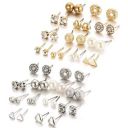 YouBella Jewellery Earrings Gold Plated Combo of 24 Stud Tops Earings for Girls and Women...