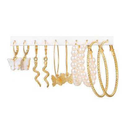 YouBella Jewellery Gold Plated Combo Of 5 Hoop Earrings For Girls And Women (Gold) (Ybear_32945), Medium