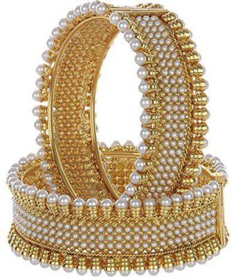 YouBella Jewellery Traditional Gold Plated Pearl Studded Bracelet Bangles Set for Girls and Women