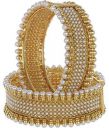 YouBella Jewellery Traditional Gold Plated Pearl Studded Bracelet Bangles Set for Girls and Women...