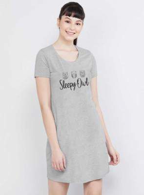 Young trendz Women Nightshirts Grey