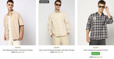 Ajio: Flat 70% OFF | YOUSTA Men's Shirt Starts at Rs 299