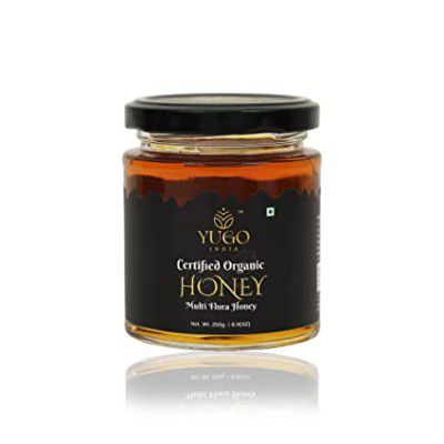 YUGO INDIA MULTI FLORA RAW ORGANIC HONEY - 250 g Glass Jar