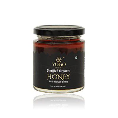 YUGO INDIA Wild Flower Raw Organic Honey - 250 g Glass Jar
