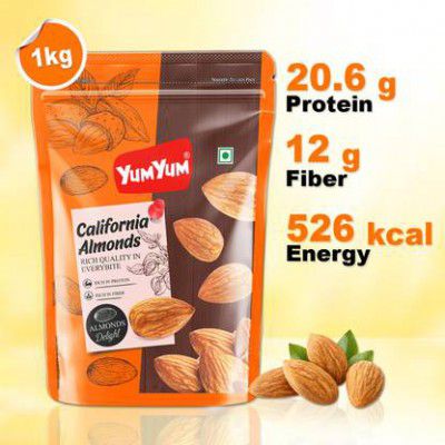 YUM YUM 100% Natural Premium California Almond Badam Giri - 1kg