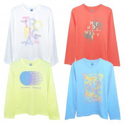 YUV Kids Boys Pack of 4 Printed 100% Cotton Fullsleeve Tshirts