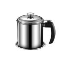 YYJINGYOU Grease Container with Fine Mesh Strainer kitchen oil storage tank pot (With base; with handle),10.2 x 10.2 x 7.6 centimeters,Silver...