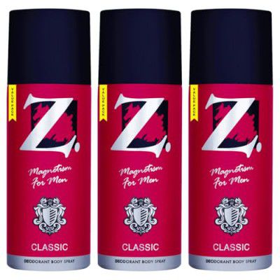 Z Men's Classic Deo, 175 ml X 3, Woody, Musky Fragrance, Luxury deodorants, Prevents Odor, Refreshing Premium Aromatic Long lasting Perfume, Body Spray for Party, Office, Date (Pack of 3)