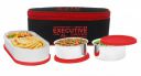 Zaib Executive Insulated Lunch Box for Office Men & Women (2 Stainless Steel Container, 280 ml Each; 1 Microwave Safe Container, 450 ml) (Red Executive)...