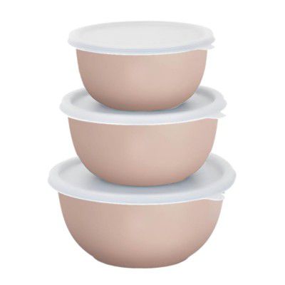 Zaib Microwave Safe Stainless Steel Euro Mixing Bowl Set with Lid | 1250ml + 750ml + 500ml