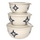 Zaib Microwave Safe Stainless Steel Mixing Bowl Set with Lids | Pack of 3 (Classic Ivory Star)...