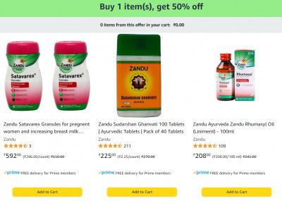 Zandu Ayurvedic Product: Extra 50% Discount on Discount Price