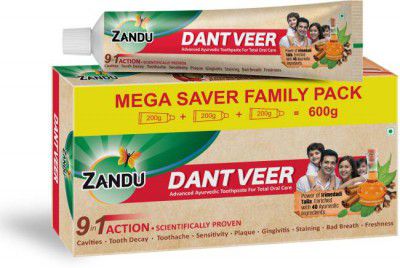 Zandu Dantveer, Indias 1st with Irimedadi oil, Fights 9 dental problems Toothpaste - 600 g