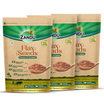 Zandu Flax Seeds- 200GM (Pack of 3) I Premium & Raw Seeds I Rich in Protein & Dietary Fibre