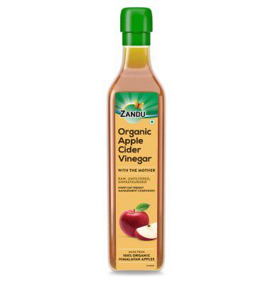 Zandu Organic Apple Cider Vinegar | Prepared with Cold-Pressed Juices of 100% Organic Himalayan Apples (Pack of 500 ml)