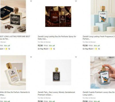 Flipkart : Up to 82% OFF - Zanetti Eau De Parfum | Starts At Rs.174
