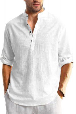 Zartha Men Solid Cotton Blend Straight Kurta Shirt