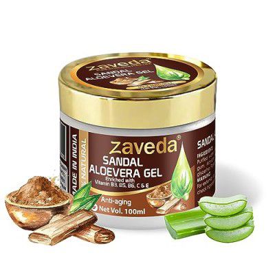 Zaveda Aloevera Sandal Gel | Hydrating Facial Gel| Soothes & Renews Hydration|Unisex Face Gel|100ml