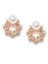 Zaveri Pearls Enchanting Gold Tone Floral Cubic Zirconia & Pearl Stud Earring For Women-ZPFK9456...