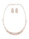 ZAVERI PEARLS Rose Gold Cubic Zirconia Party Bling Necklace & Earring Set For Women-ZPFK15274...