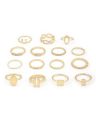 Zaveri Pearls Set of 15 Gold Tone Contemporary Stackable Rings For Women-ZPFK13637...