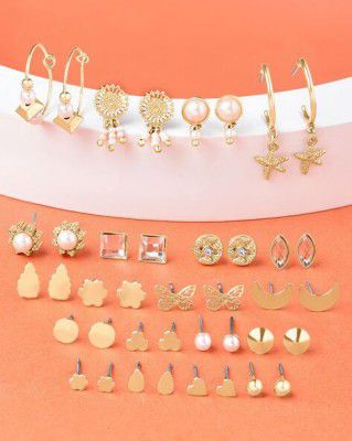 ZAVERI PEARLS Set of 20 Classy Contemporary Studs & Drops Earrings - ZPFK14568