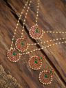 Zaveri PearlsGold Tone & Maroon Layered Long Ethnic Jewellery Set...