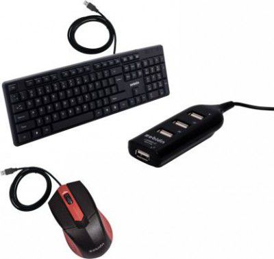 zebion K500 Wired Keyboard+ Swag wired Mouse+Pronto101 Usb hub Wired USB Desktop Keyboard  (Black)