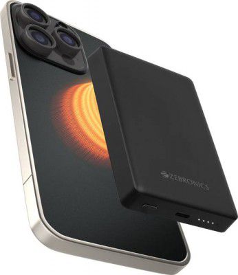 ZEBRONICS 10000 mAh 22.5 W Wireless With MagSafe Nano Power Bank  (Black, Lithium Polymer, Fast Charging, Quick Charge 3.0 for Mobile, Tablet)