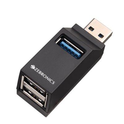 ZEBRONICS 180HB USB HUB, 3 Ports, USB 3.0, Transfer Speeds upto 5 Gbps