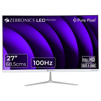 ZEBRONICS 27” Bezel-Less LED Monitor (SA127, White)