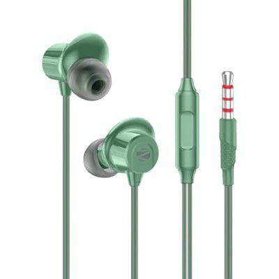 ZEBRONICS Buds 50, 3.5mm, in-Ear, Wired Earphones (Green)