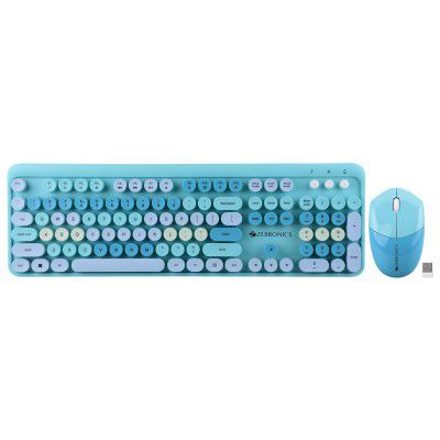 ZEBRONICS Companion 301 2.4GHz Wireless Keyboard & Mouse Combo (Aqua Green)