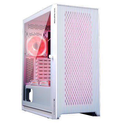 ZEBRONICS Glass Raptor Mid-Tower Premium Gaming Cabinet, RGB LED Control, (White)