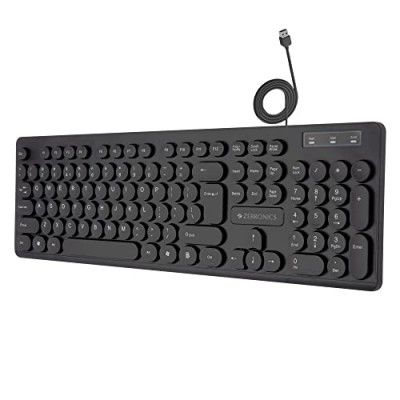 Zebronics K24 Wired USB Keyboard, 104 Keys, Long Life 8 Million Keystrokes, Silent & Comfortable Use