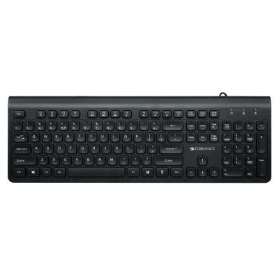 ZEBRONICS K51 Wired Keyboard with 105 Keys, 1.3m Cable, ₹ Key, USB Interface, 12 Integrated Multimedia Keys, Slim Design, Plug and Play (Black)