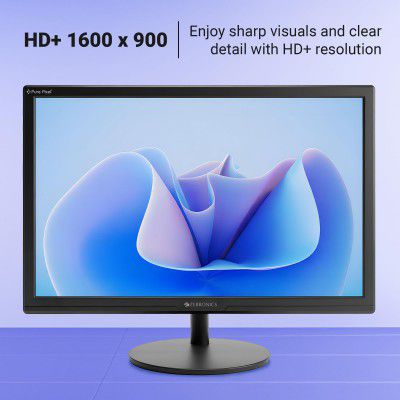 ZEBRONICS LED Monitor, 20 inch, HD+ 1600×900, 16:9 Aspect Ratio, 16.7M Colors, HDMI & VGA, Wall Mountable (EV20)